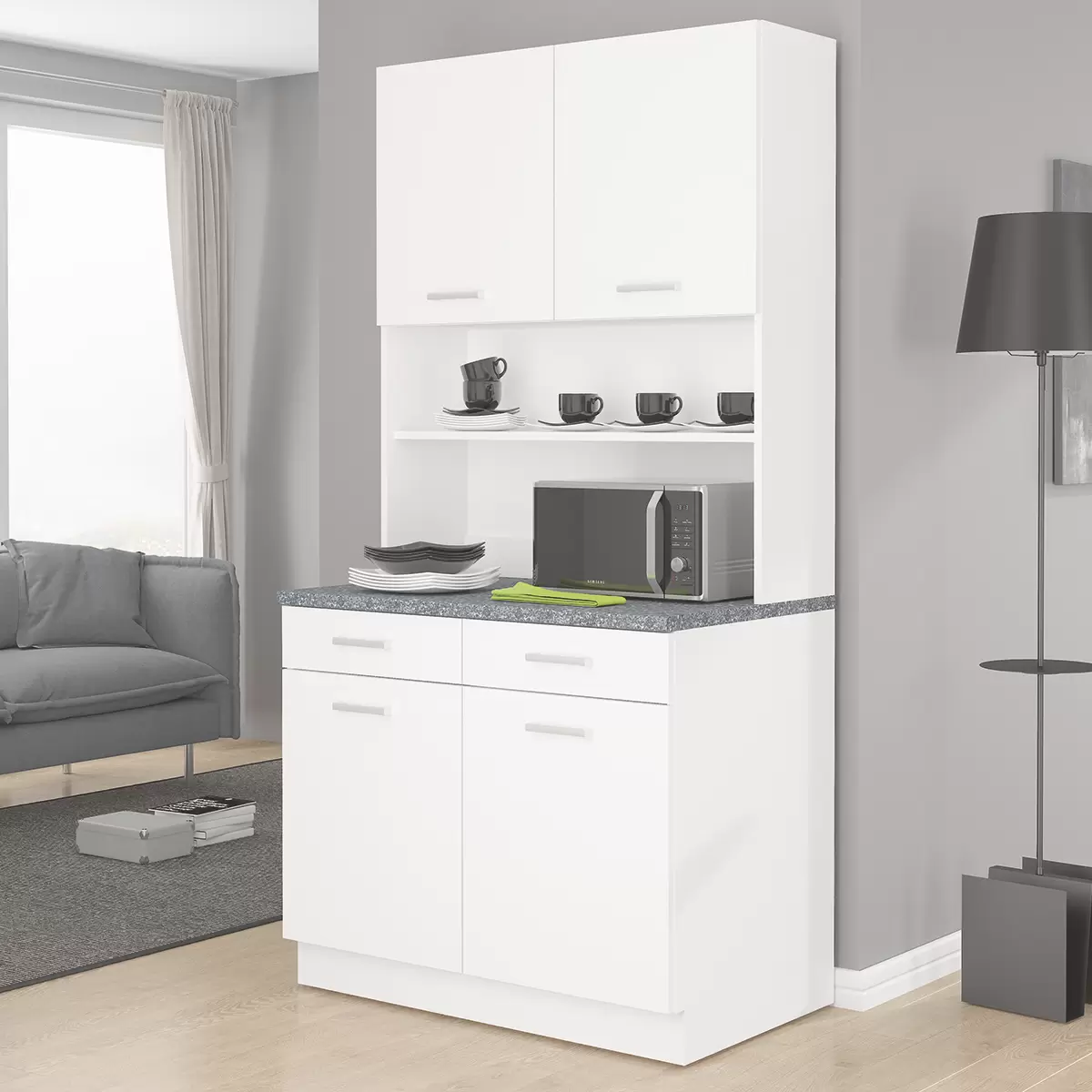 Buffet De Cuisine En Formica Blanc – Années 50/60 – Dimensions L120 X H120 X P50 Cm