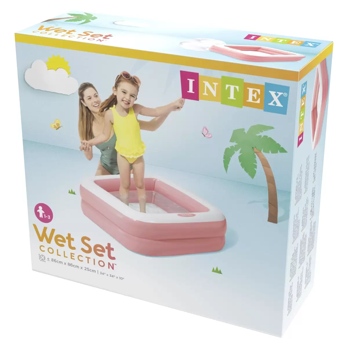 Intex BabyPool Play Box - Piscine Bébé 86x86x25 Cm - Rose - Fond Gonflable - Pour 1-3 Ans - Capacité 57 Litres
