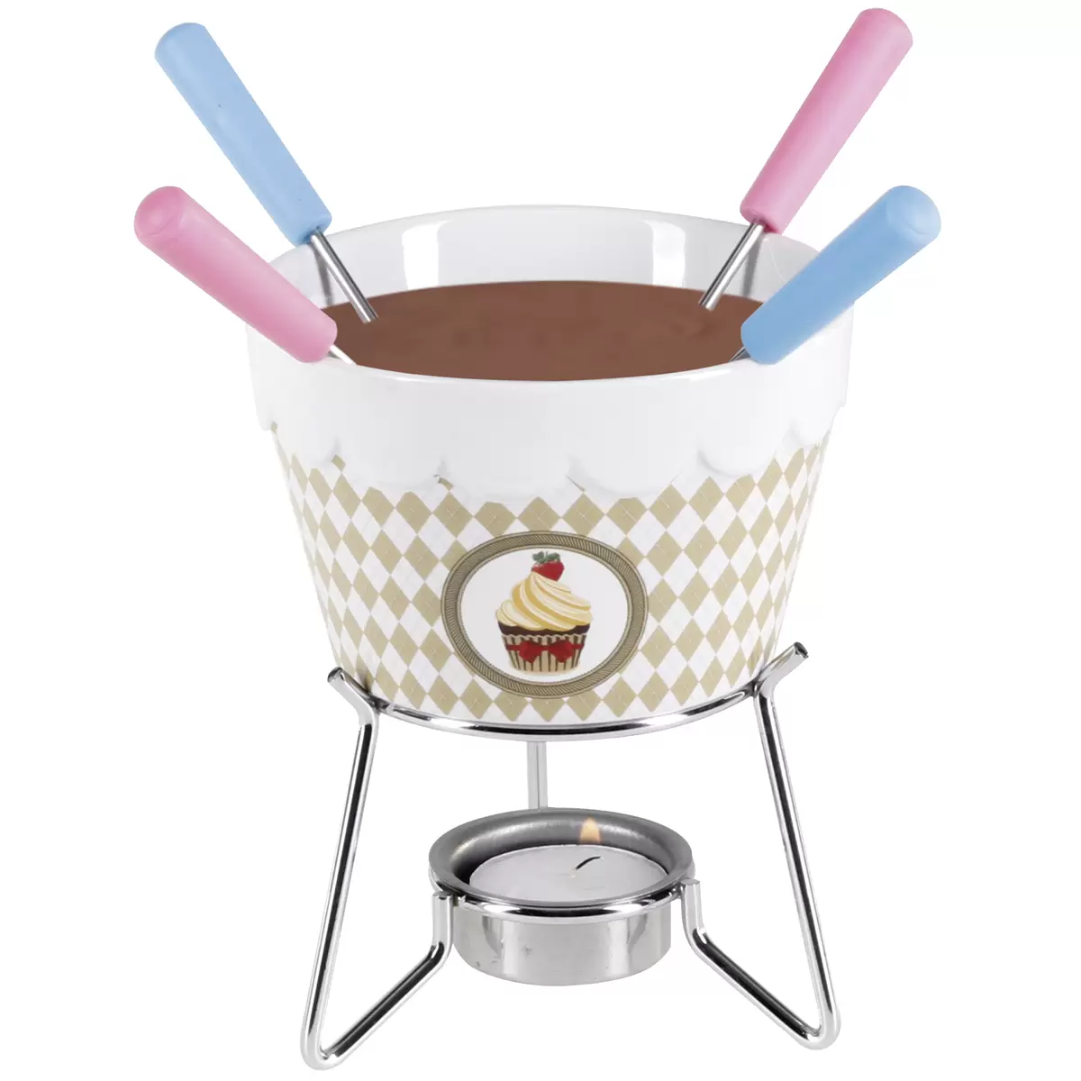 Schokoladenfondue Set 7tlg. Cupcake Beige