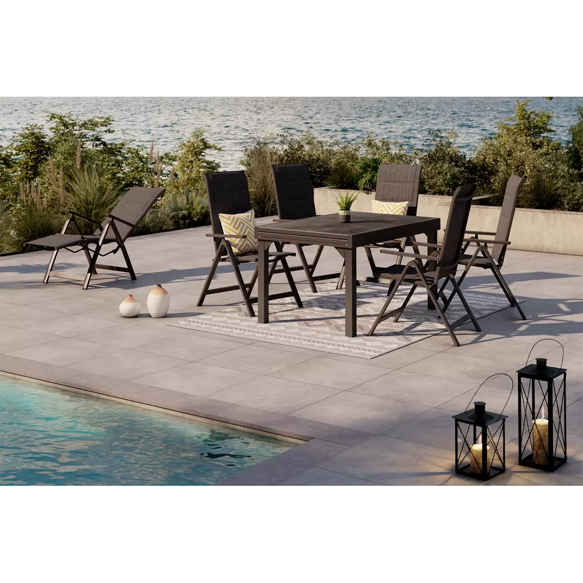 Sedia da giardino Beldano Verena nuovo pieghevole Grigio scuro