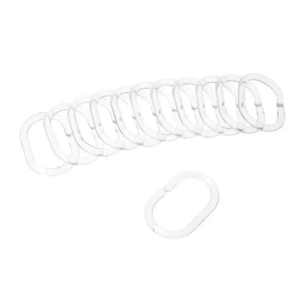 Lot De 12 Anneaux De Rideau De Douche Flexibles Et Transparents En Forme De C - Parfaits Pour Tringle De Douche
