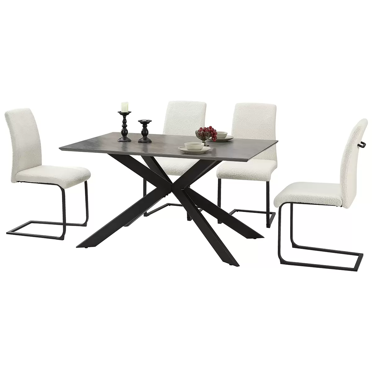 gruppo tavolo e sedie Brisbane grigio, nero, bianco