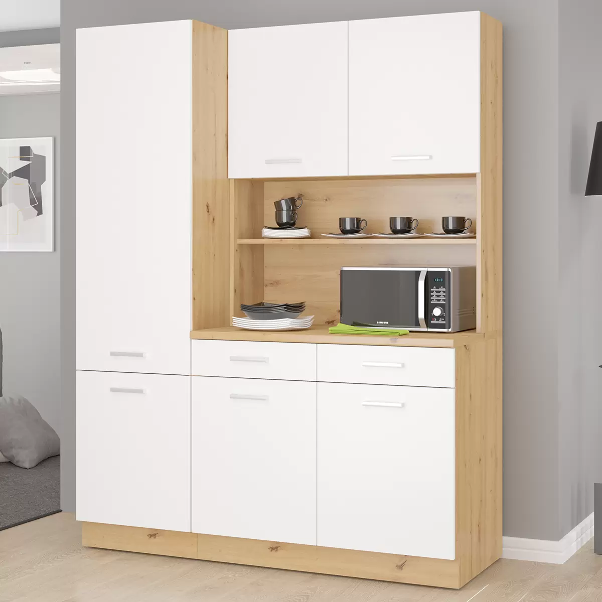 Buffet de Cuisine 6 Portes Gris Pan • Kit-M