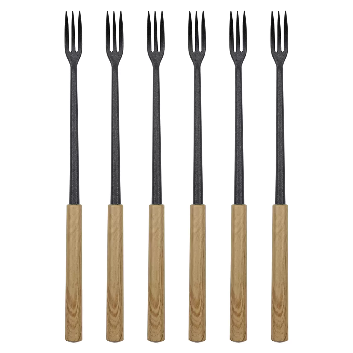 Toyvian - 6 Fourchettes à Fondue En Bois Et Acier - 15 Cm - Pour Fruits, Chocolat, Fromage