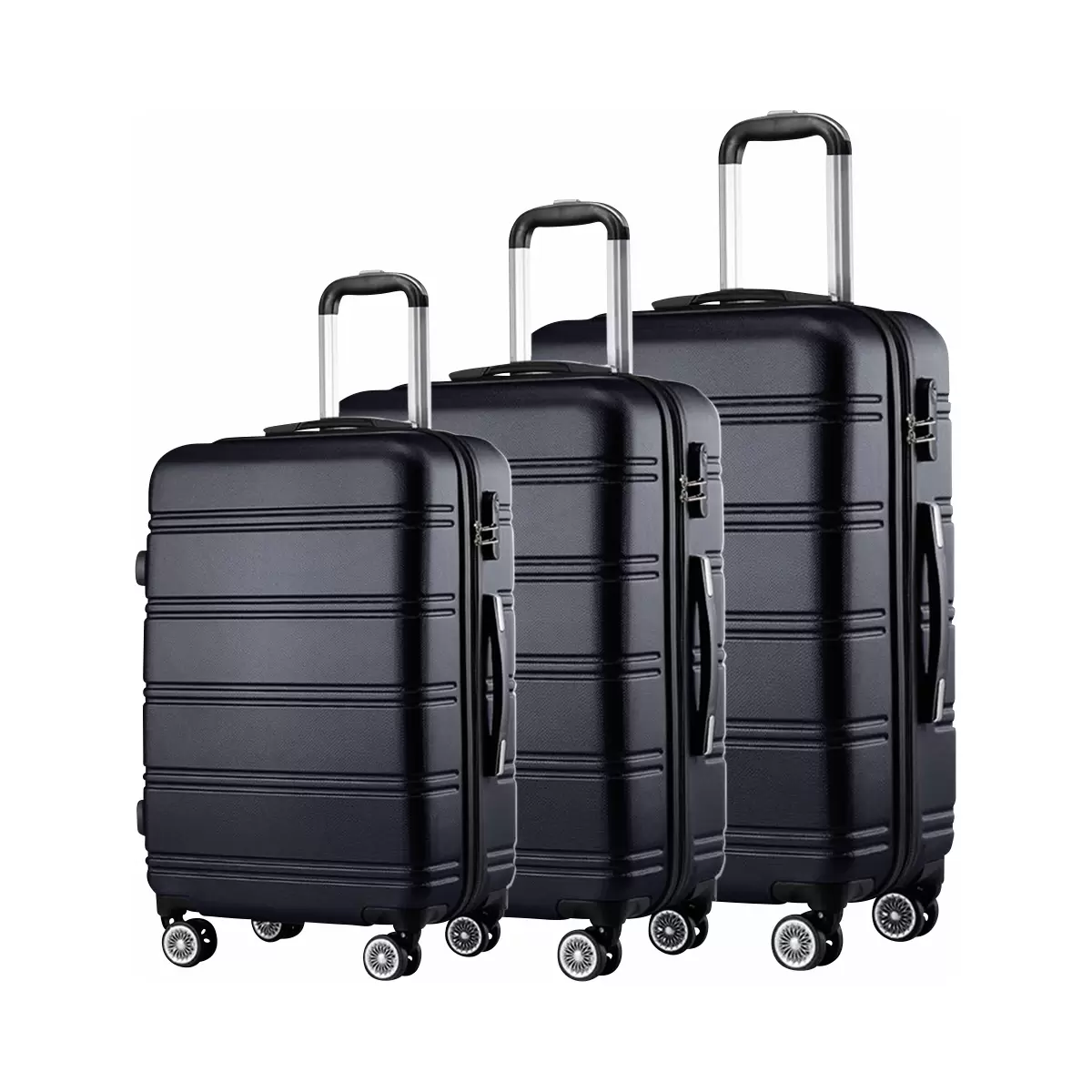 Set De Valises 5 Pièces Deuba - Trolleys, Sac Bandoulière, Trousse - Noir