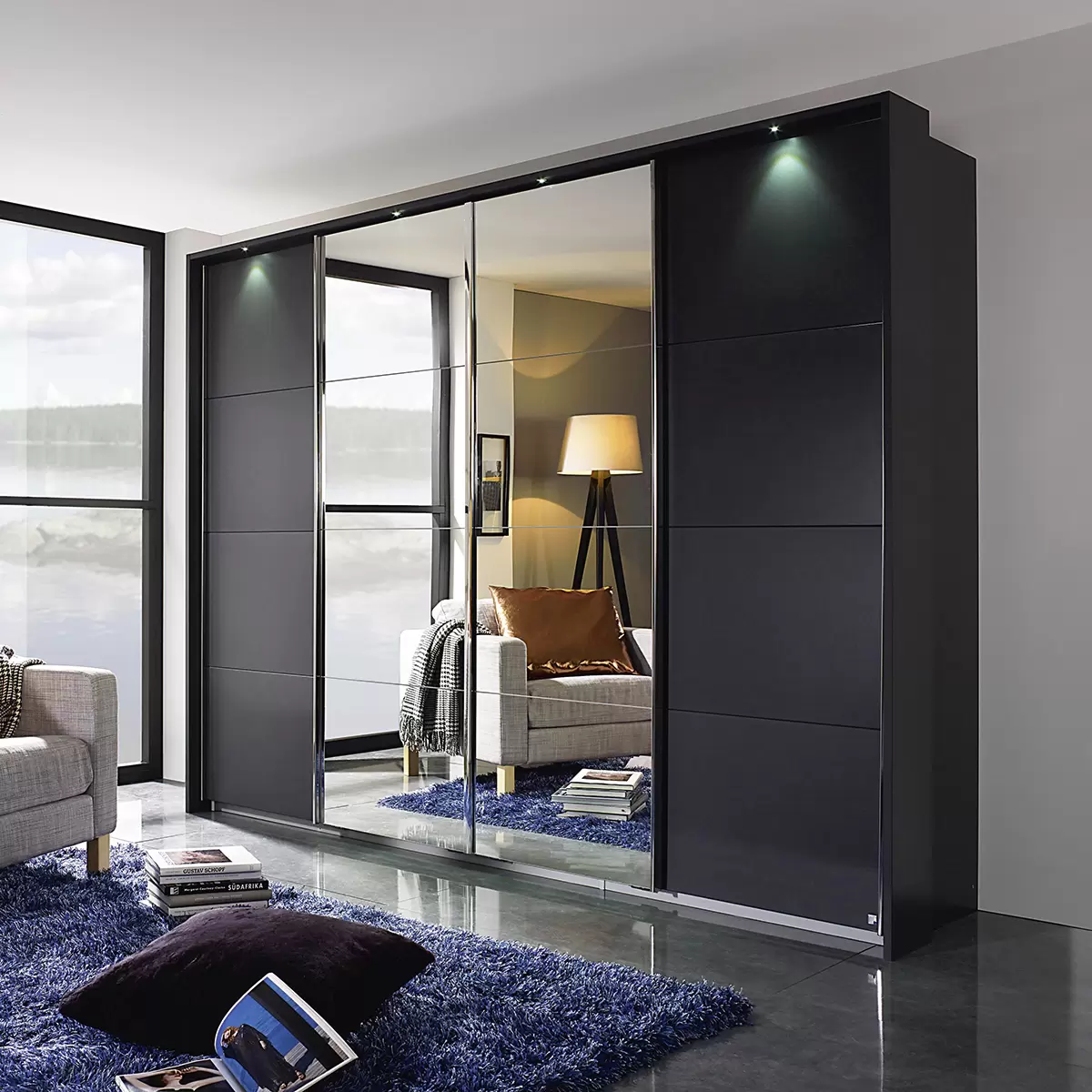 Armadio Metallico Con Ante Scorrevoli 180x45x200cm - Grigio, 4 Ripiani Regolabili - Serratura A Chiave - Foto 12