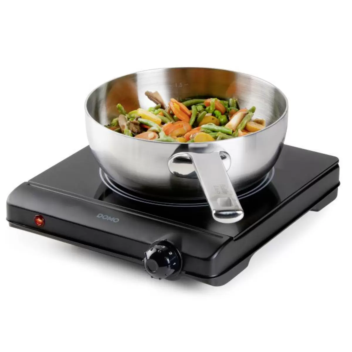 Kochfeld 1 Platte Domo DO30111KP schwarz,silber