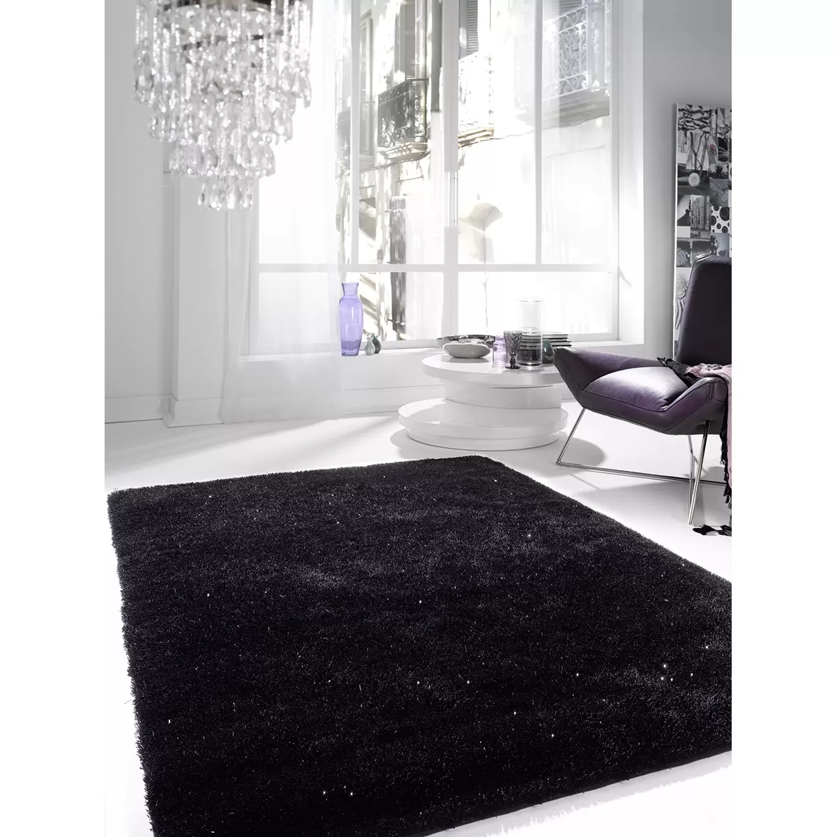 PACO HOME Shaggy Nero Grigio Bianco Tappeto A Pelo Lungo - Foto 7